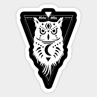 Owl Wisdom Within Geometrical White Sticker